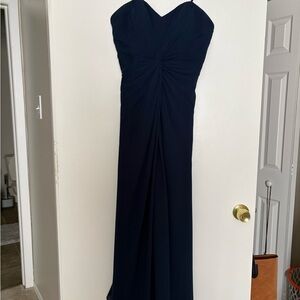 Elegant Navy Blue Strapless Dress